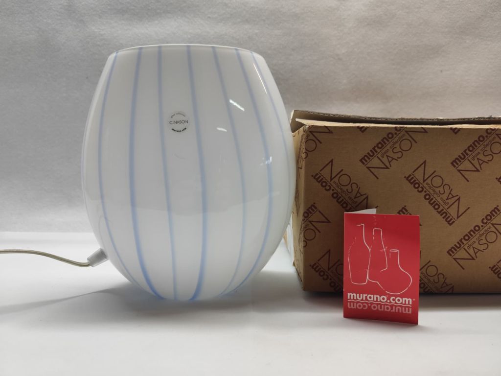 LAMPADA DA COMODINO DI MURANO V.NASON N62T23 RIGHE BLU