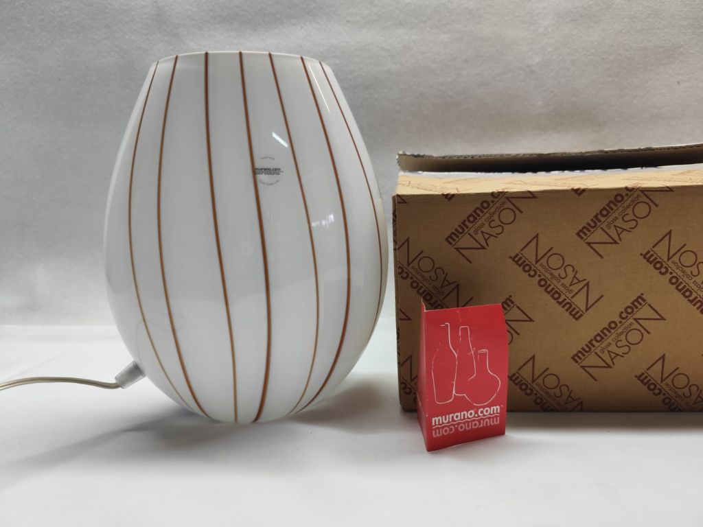 LAMPADA DA COMODINO DI MURANO V.NASON N62T23 RIGHE ROSSO